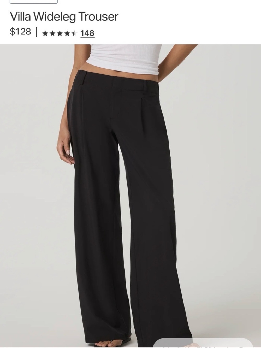 NWT Vuori Villa Wideleg Trouser in Black, size small